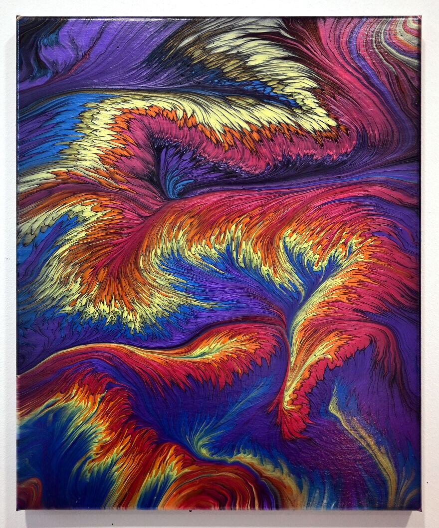 Hypnotic Rainbow Feathers 🪶🌈 Acrylic Pouring Split Cup Tutorial