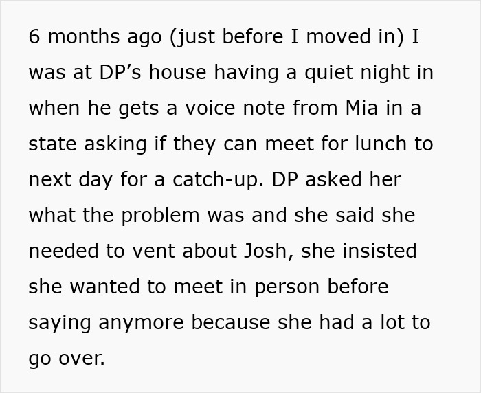 Text on a white background describes a woman feeling hurt as her partner’s first birth support experience won’t include her.