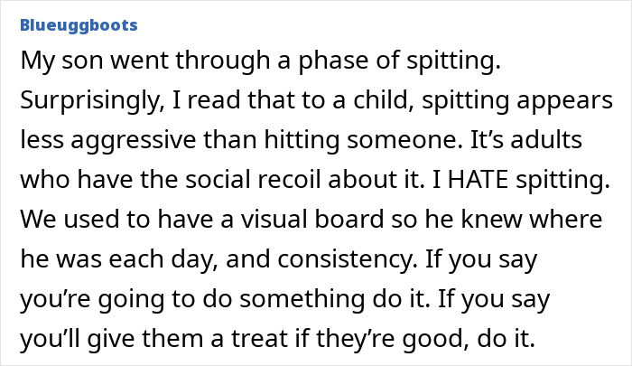 Mom struggles with kids’ spitting behavior and seeks consistent discipline to improve how her kids act.