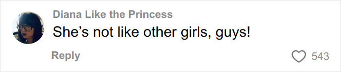 Screenshot of a social media comment saying she’s not like other girls, related to author calls women who read romantasy books.