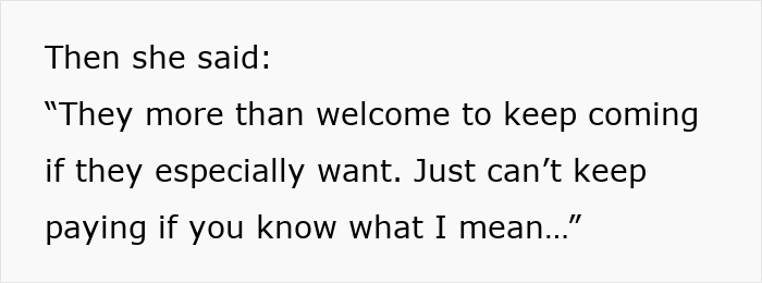 Text message quote about pregnant SIL paying nieces for help and no longer sending them after money stops coming.