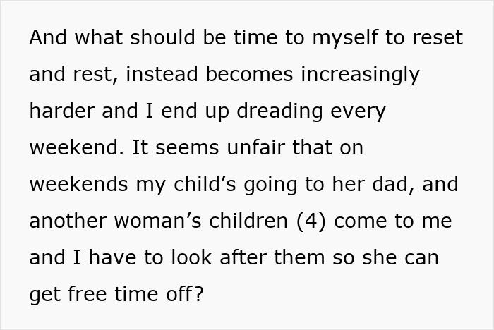 Woman expressing regret after marrying man with 4 kids, stuck parenting them every weekend while longing for rest. Woman expressing regret after marrying man with 4 kids, stuck parenting them every weekend while longing for rest.