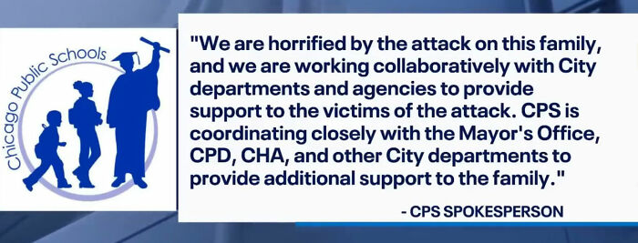 Statement from CPS spokesperson expressing horror over attack on family and city agencies providing support to victims. Statement from CPS spokesperson expressing horror over attack on family and city agencies providing support to victims.
