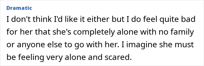 Text excerpt showing a person expressing sympathy for a woman feeling alone and scared due to lack of birth support from her partner.