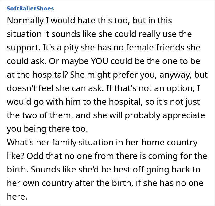 Text excerpt discussing a woman needing birth support as her partner’s first birth experience won’t be with her. Text excerpt discussing a woman needing birth support as her partner’s first birth experience won’t be with her.