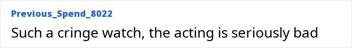 Screenshot of a comment criticizing the acting in the All's Fair premiere with Kim Kardashian as seriously bad and cringe. Screenshot of a comment criticizing the acting in the All's Fair premiere with Kim Kardashian as seriously bad and cringe.