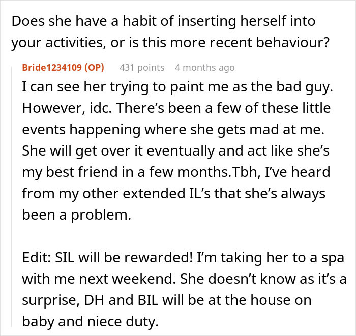 Reddit post discussing a mother-in-law inserting herself into a couple’s vacation and getting outplayed. Reddit post discussing a mother-in-law inserting herself into a couple’s vacation and getting outplayed.