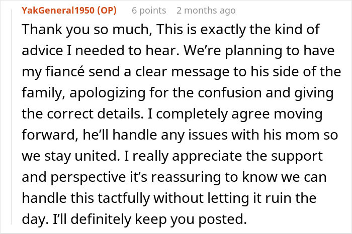 Screenshot of an online forum post discussing bride shocked after MIL sends secret wedding invites to protect family image.