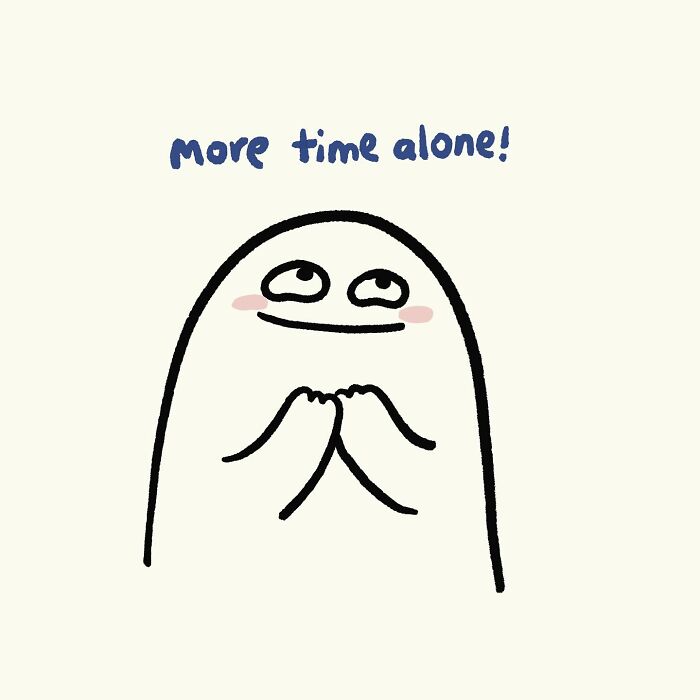 Simple doodle of a character looking at a phone with text about plans getting cancelled, depicting funny relatable doodles.