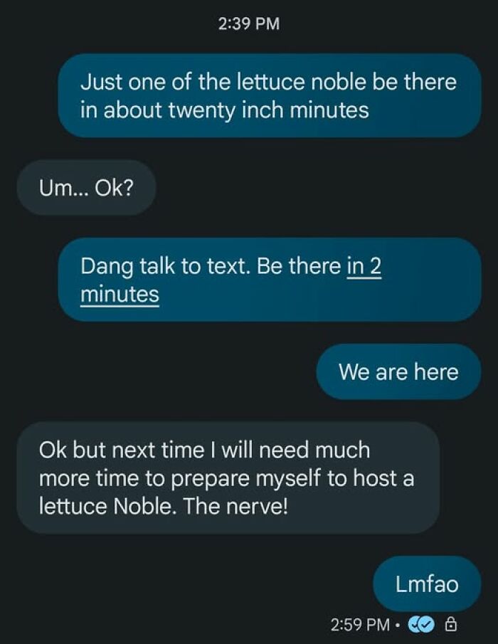 Text message conversation showing autocorrect errors humorously changing words, illustrating funny autocorrect fails.
