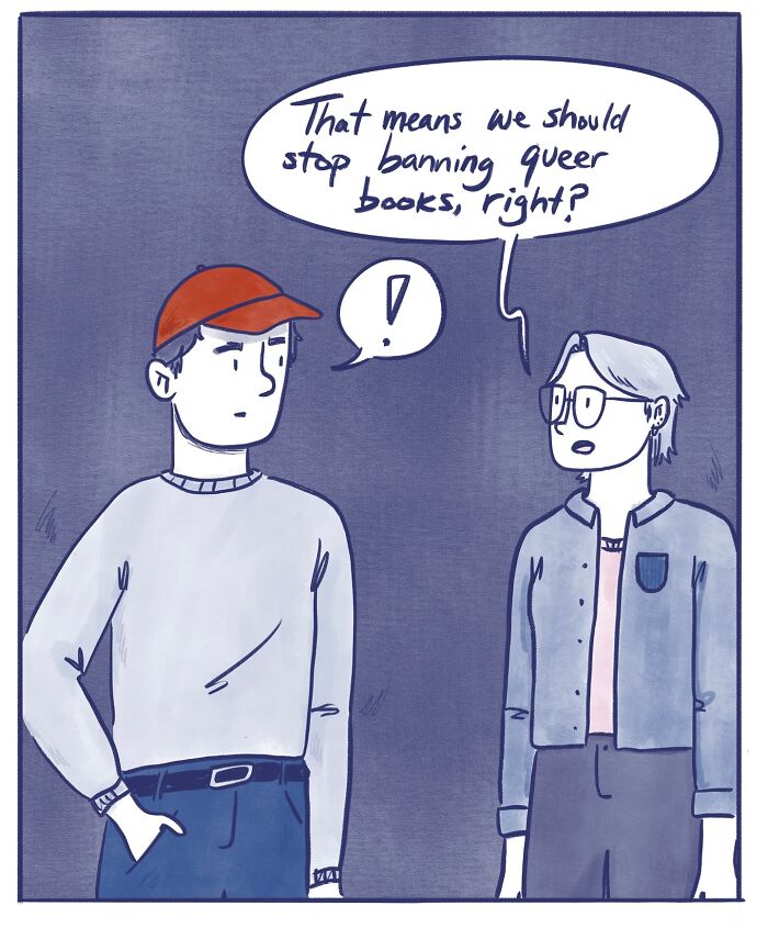 Two characters in a comic discussing the importance of free speech in a funny and honest life moment illustration.