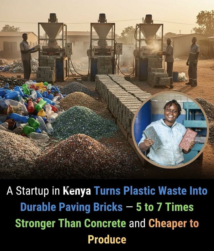 Startup in Kenya turning plastic waste into durable paving bricks, a new fact about innovative recycling and sustainability.