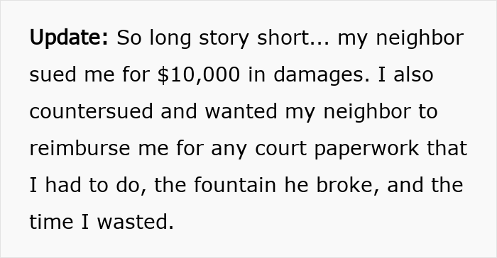 Text update about neighbor suing for $10,000 after kids use yard without permission and girl ends up in ER. Text update about neighbor suing for $10,000 after kids use yard without permission and girl ends up in ER.