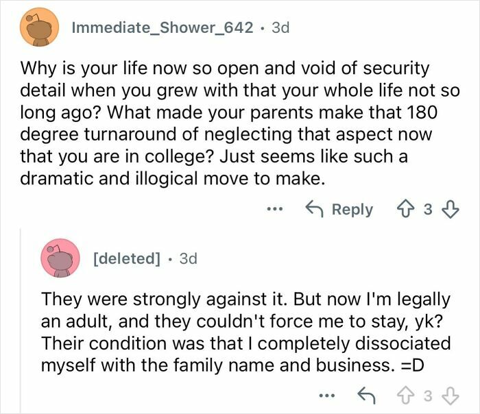 Reddit conversation about growing up ultra-privileged and isolated in a wealthy family with questions on life changes.