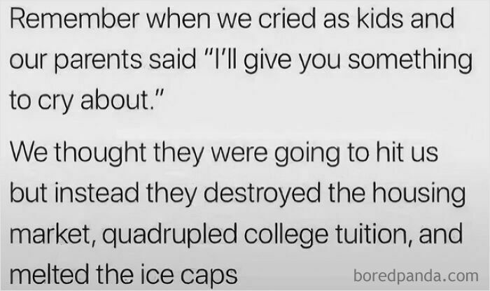 Text meme about childhood and parents, featured in Laughgorithm's curated collection of the perfect 104 memes.