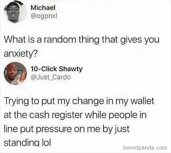 Social media meme about anxiety from everyday situations, featured in funny memes to scroll online.