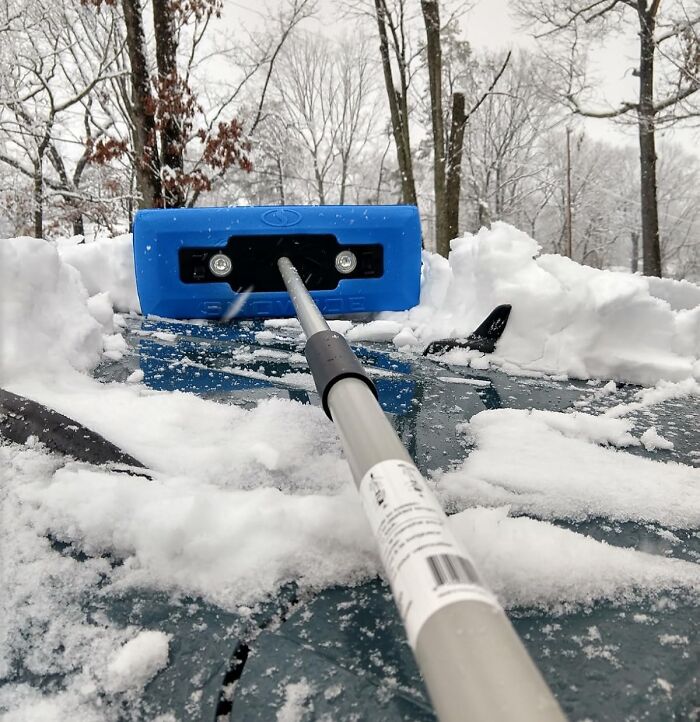 That Awkward, Arm-Straining Dance You Do To Clear The Snow From The Middle Of Your Windshield Can Be A Thing Of The Past With A Telescoping Snow Broom For Windshields 