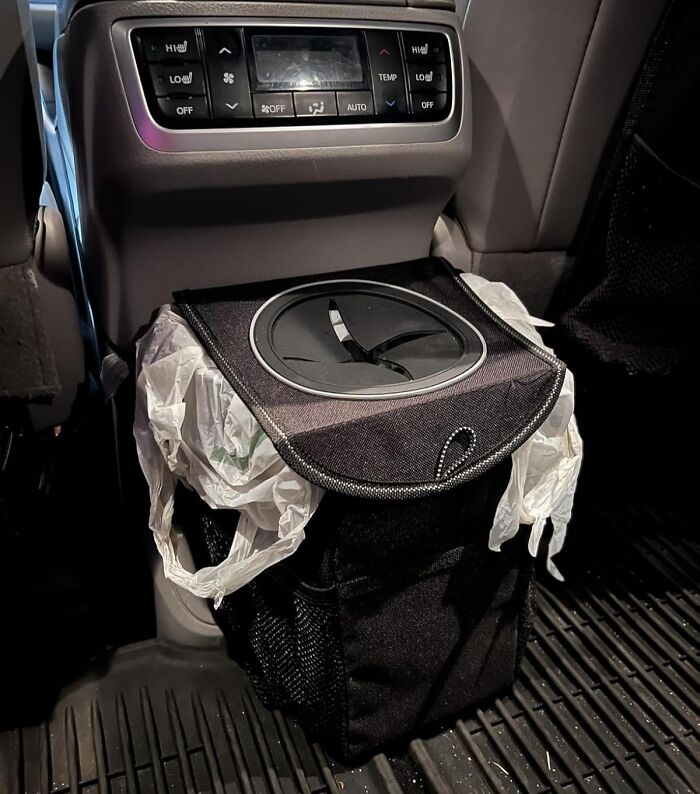 The Sad, Crumpled Graveyard Of Receipts And Snack Wrappers Currently Living In Your Passenger Seat Can Finally Be Contained With A Heavy Duty Car Trash Can 