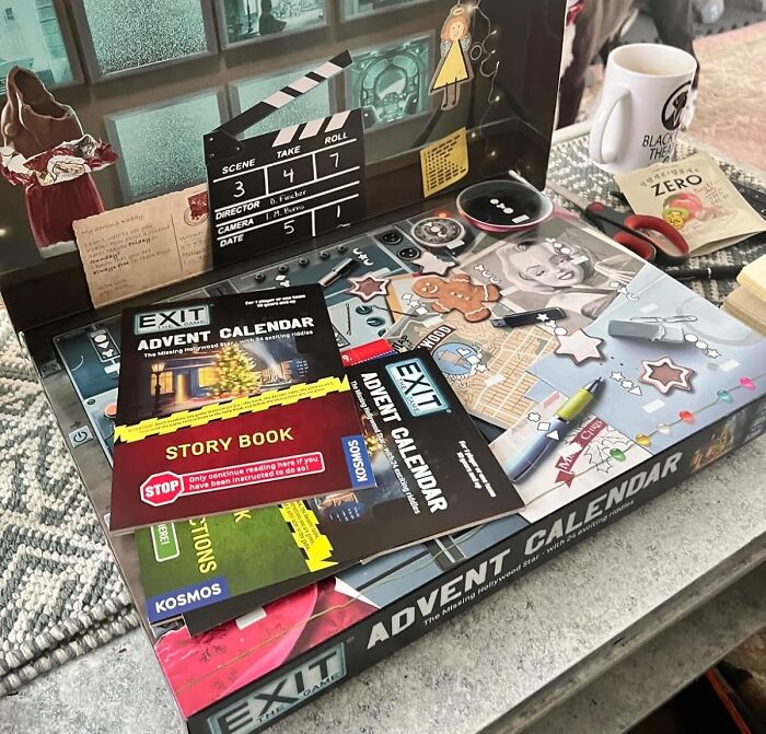 Exit Games themed advent calendar with storybook and puzzle elements for an engaging countdown to Christmas.