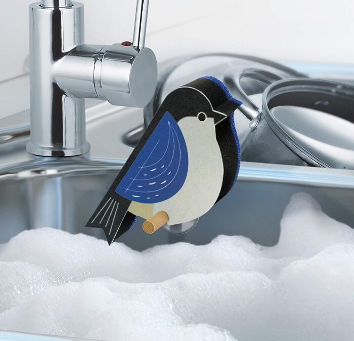 Your Sink Is About To Get A Cute Little Friend Who Just Happens To Be An Expert At Scrubbing Grime, And It's A Perched Bird Kitchen Sponge 
