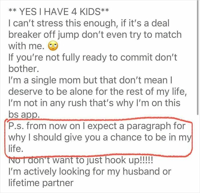 Text message from a single mom demanding a paragraph to prove why she deserves a chance, showing delusional behavior online.