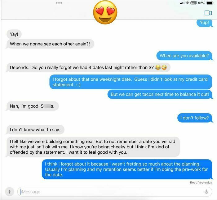 Text message conversation showing a woman called out online for her delusional and crazy behavior in a dating context.