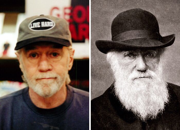 Side-by-side images of a modern celebrity and a historical figure showing celebrity lookalikes from the past.