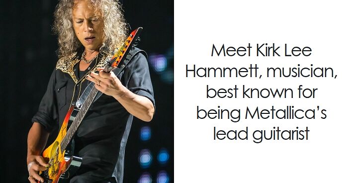 Kirk Hammett playing electric guitar on stage, showcasing his skills as Metallicau2019s lead guitarist and musician.