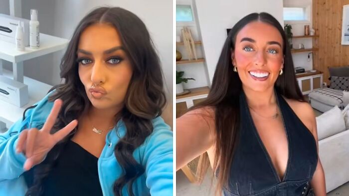 Before and after photos showing how Australia changes people with noticeable differences in style and expression.