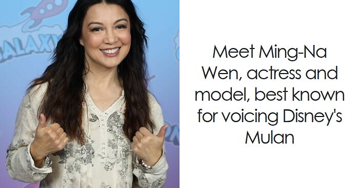 Ming-Na Wen smiling and giving thumbs up, known actress and voice talent for Disney's Mulan roles.