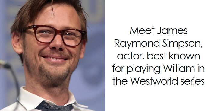 Jimmi Simpson smiling, wearing glasses and a white shirt, known for his bio and career highlights in acting.