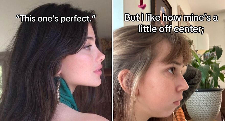 Two women showing their profile views, celebrating their perfect imperfections in a wholesome trend about self-acceptance.