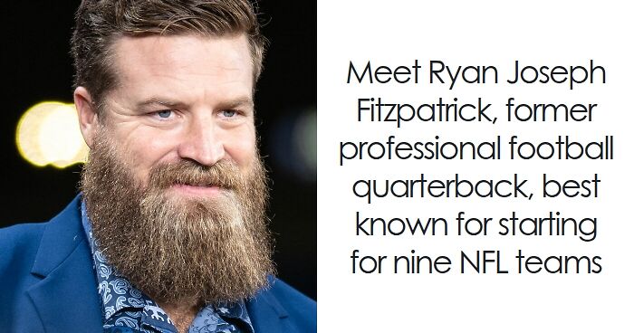 Ryan Fitzpatrick with a beard, former NFL quarterback known for playing on nine different teams.
