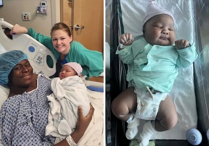 Newborn baby in hospital setting with happy parents and nurse, highlighting touching birth moments and world-changing photos.