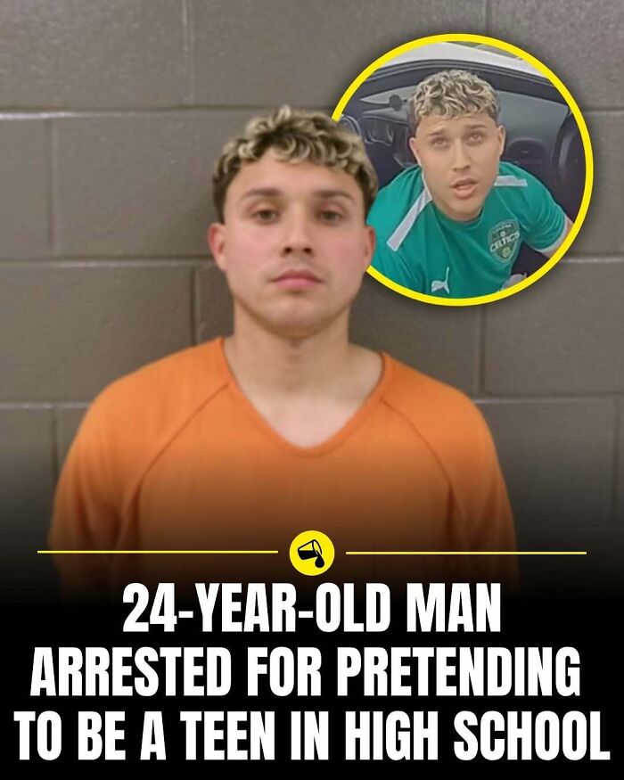 Man arrested for pretending to be a teen in high school, featured in Spill Now photos revealing surprising world facts.