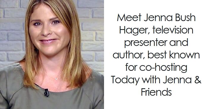 Jenna Bush Hager smiling in a green top, seated indoors, known for her television and author career highlights.