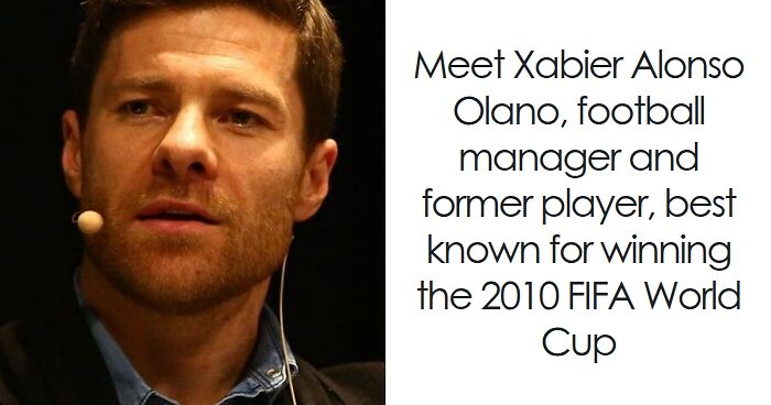Xabi Alonso speaking at an event, wearing a headset microphone, known for his football career highlights.