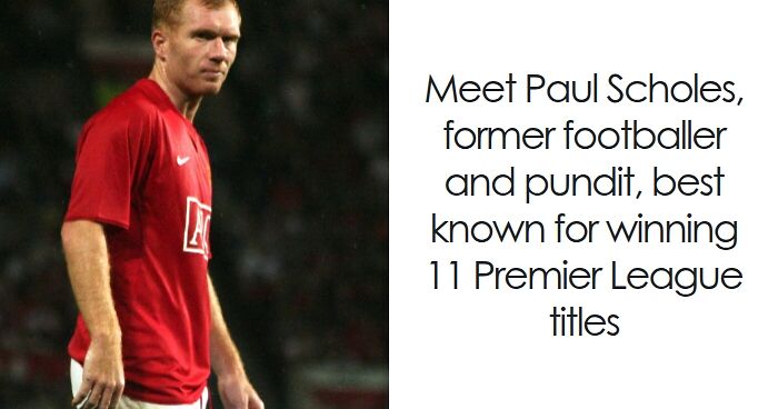 Paul Scholes in a red Manchester United jersey during a match, highlighting his football bio and career highlights.