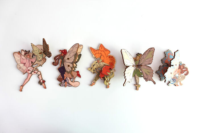 I Turn My Illustrations Into Small Wooden Fairies, And Each One Has Its Own Magical Personality