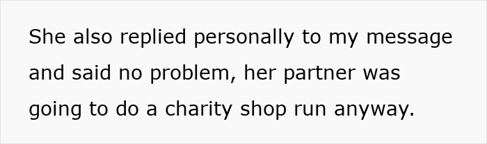 Text message discussing a lady gifting broken items, thinking she's being green, and the friend wanting her to stop. Text message discussing a lady gifting broken items, thinking she's being green, and the friend wanting her to stop.