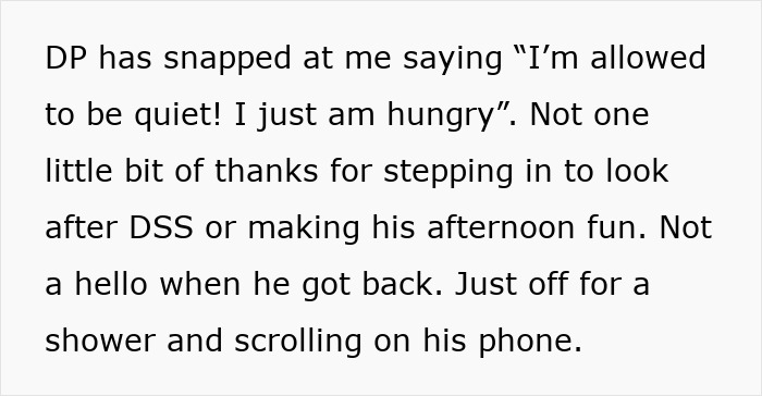 Text showing frustration with ungrateful husband for lack of support and appreciation in parenting and household tasks. Text showing frustration with ungrateful husband for lack of support and appreciation in parenting and household tasks.