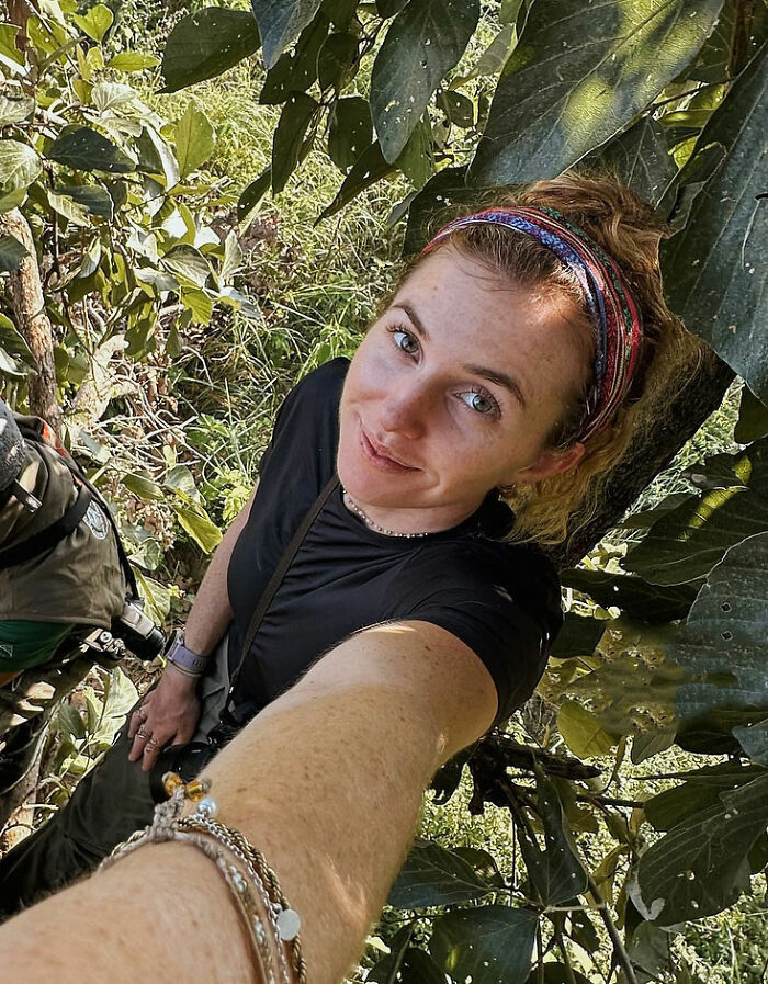 Woman solo traveling in a forested area taking a selfie, revealing the disturbing truth about local man's vile act. Woman solo traveling in a forested area taking a selfie, revealing the disturbing truth about local man's vile act.