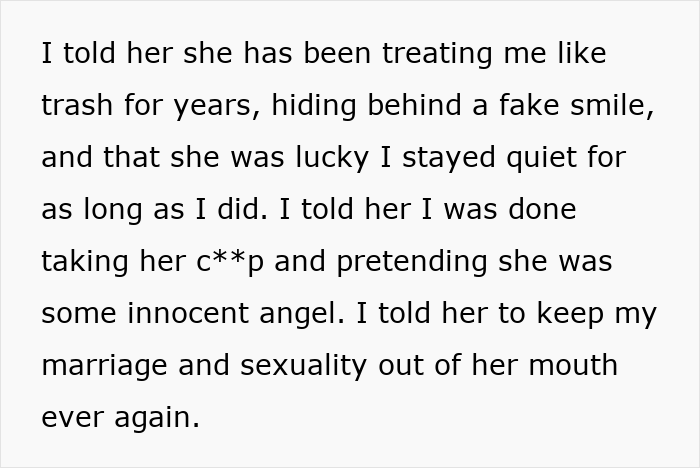 Text featuring a woman confronting stepdaughter about sexuality during a tense Thanksgiving conversation. Text featuring a woman confronting stepdaughter about sexuality during a tense Thanksgiving conversation.