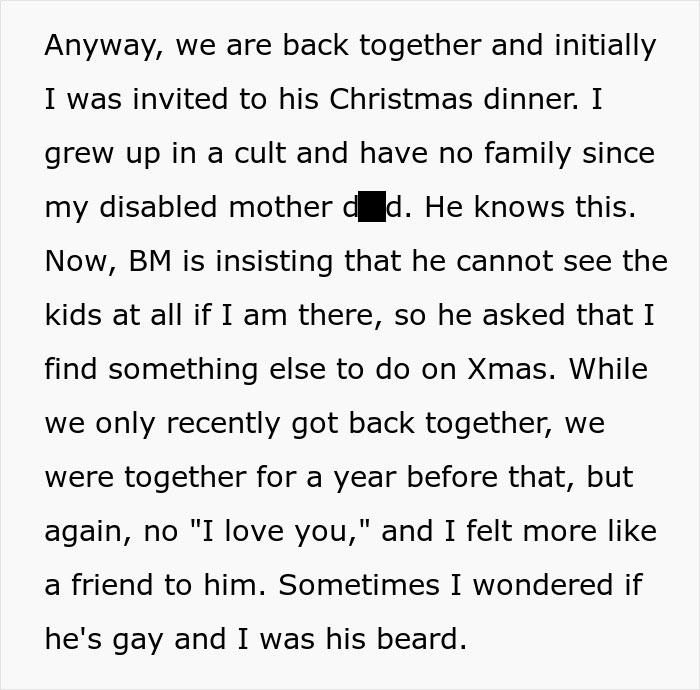 Woman Buys Expensive Gifts For BF’s Kids, Is Told She Can’t Spend Christmas With Them