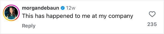 Tweet comment from a user sharing a personal experience about workplace issues relating to Gen-Z workers relying on their moms.