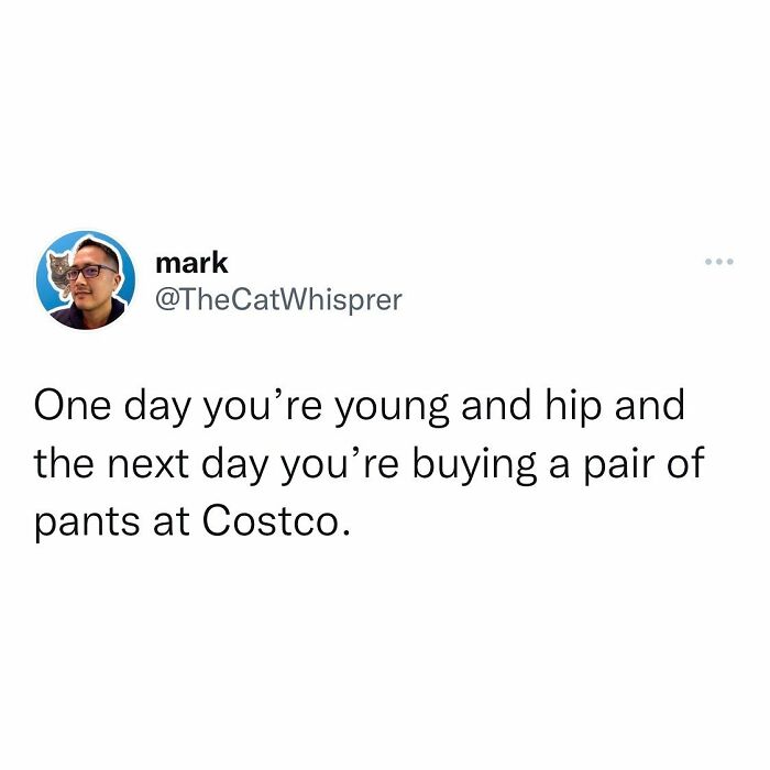 Parent shares relatable parenting and marriage tweet about growing up and shopping at Costco.