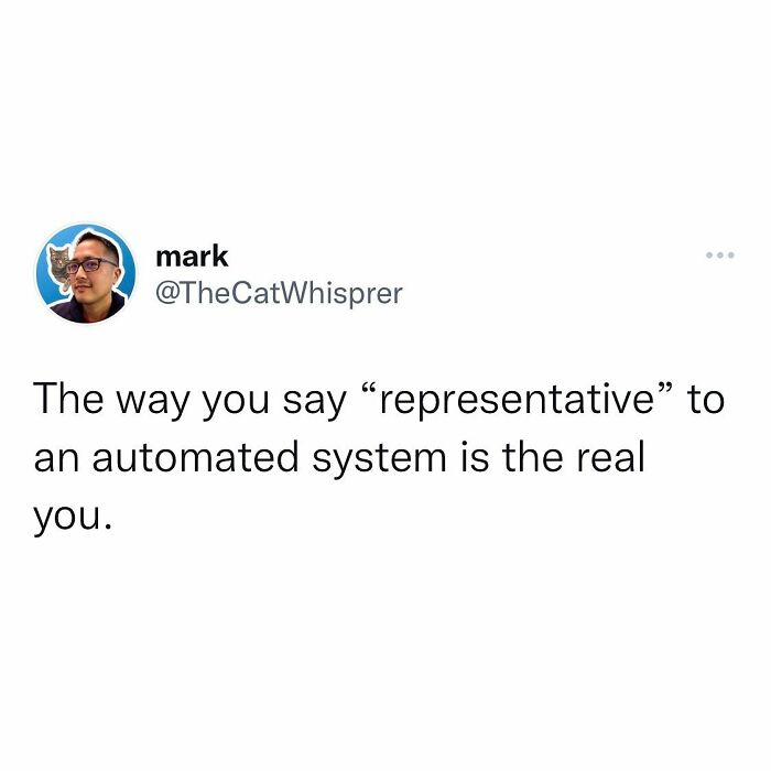 Tweet by user mark about the relatable frustration parents and marriages face with automated systems and real reactions.