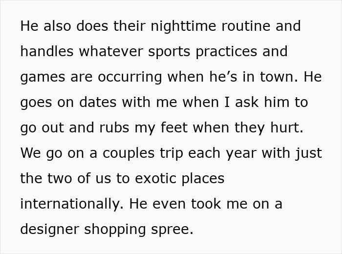 Text about a man prioritizing work while maintaining family and wife’s understanding despite challenges.