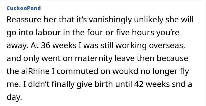 Text post discussing a pregnant daughter and cancelling theatre plans due to timing concerns around labour.