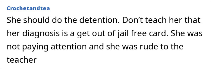 Comment discussing punishment of autistic teen by teacher for not understanding sarcasm in a school setting.